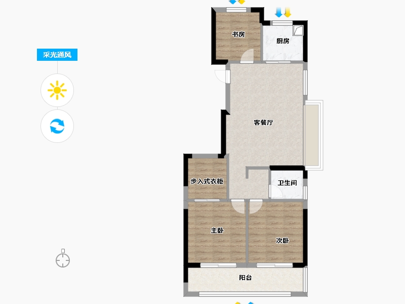 浙江省-宁波市-悦宁尚府-76.80-户型库-采光通风