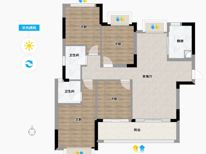 福建省-漳州市-建发朗云-94.40-户型库-采光通风