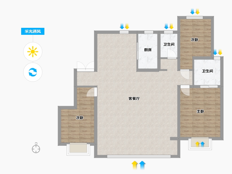 河北省-石家庄市-城发投·云和赋-115.42-户型库-采光通风