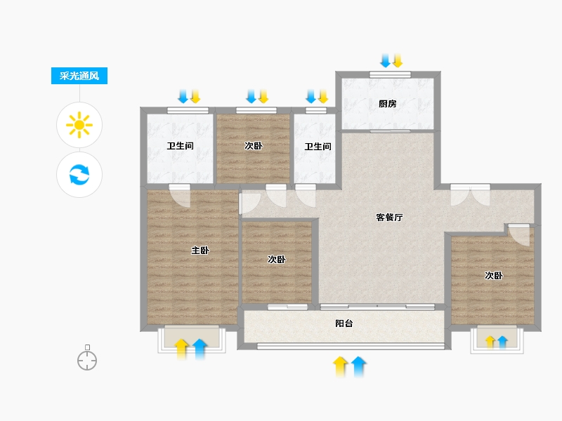 浙江省-宁波市-保利·明州瑧悦府-118.20-户型库-采光通风