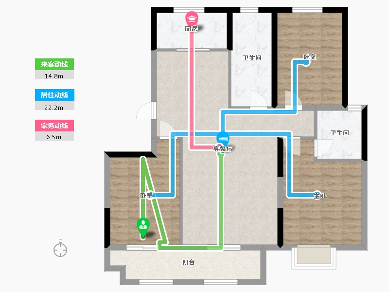 山东省-泰安市-中悦新城-105.67-户型库-动静线