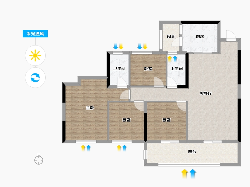 四川省-乐山市-邦泰通江云境-109.74-户型库-采光通风