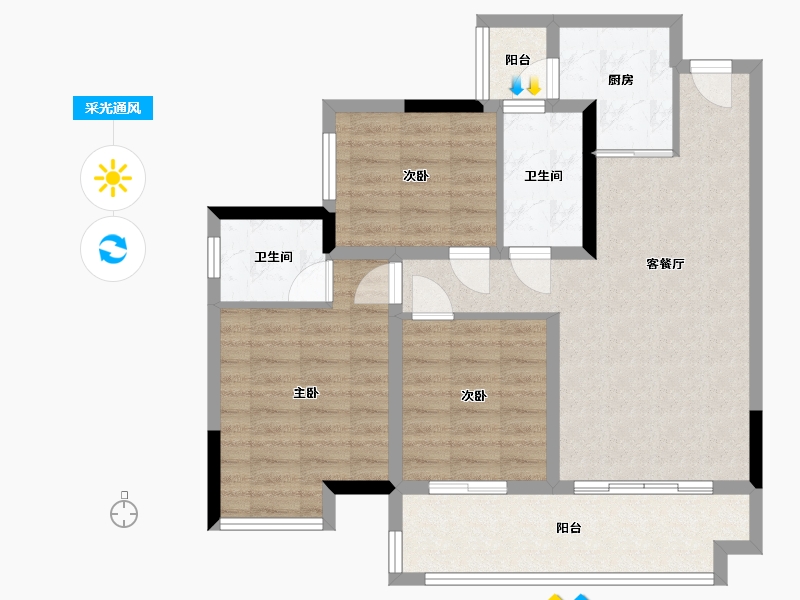 广西壮族自治区-桂林市-绿涛悦江湾-82.89-户型库-采光通风