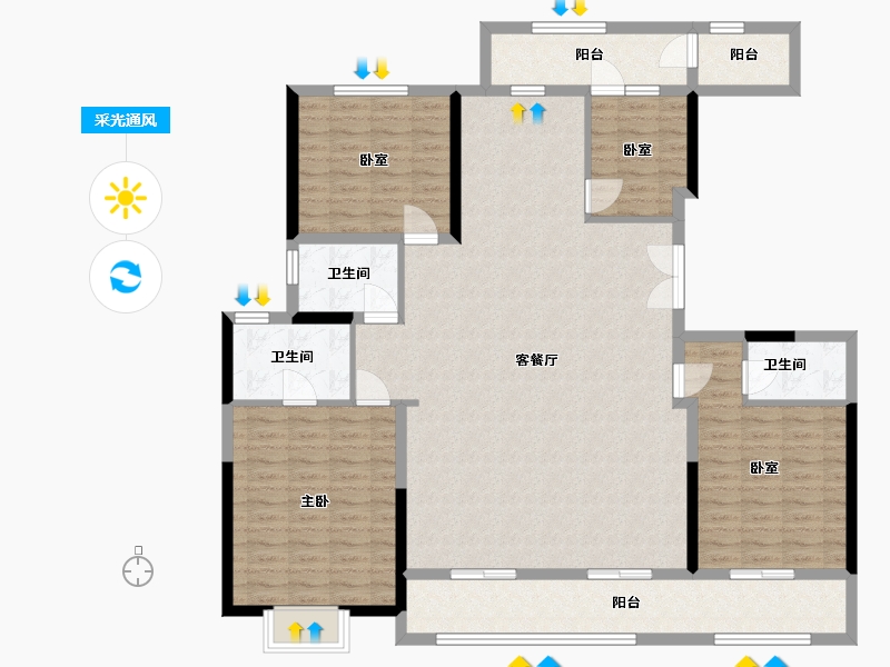 陕西省-咸阳市-璟樾府-146.57-户型库-采光通风