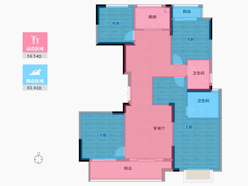 浙江省-金华市-绿城东阳玫瑰园-112.80-户型库-动静分区