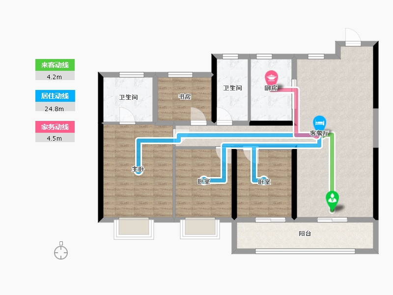 浙江省-温州市-龙湖揽境-107.13-户型库-动静线