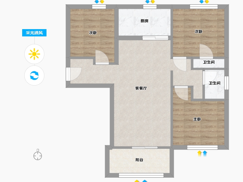 福建省-厦门市-翔城国际-78.00-户型库-采光通风