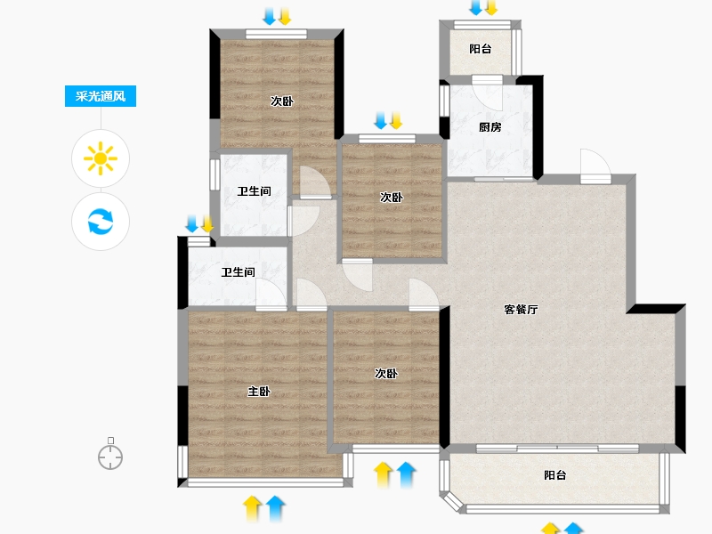 四川省-成都市-西璟天玺-106.06-户型库-采光通风