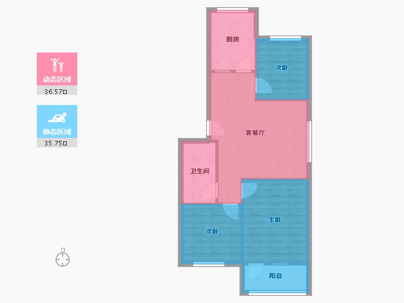 陕西省-西安市-丰禾小区-65.60-户型库-动静分区