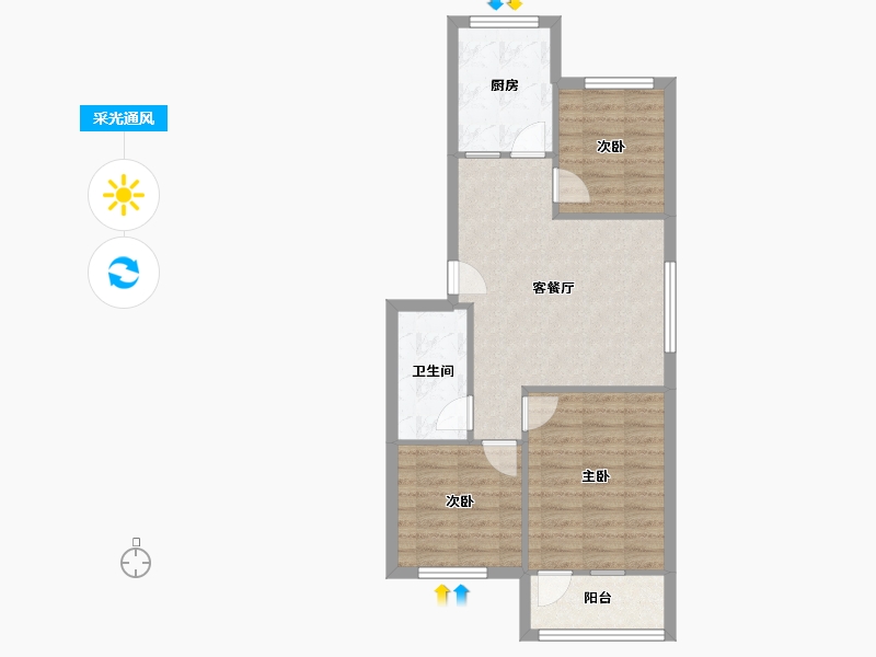 陕西省-西安市-丰禾小区-65.60-户型库-采光通风