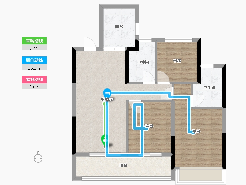 浙江省-杭州市-沁棠云筑(共有产权)-75.14-户型库-动静线