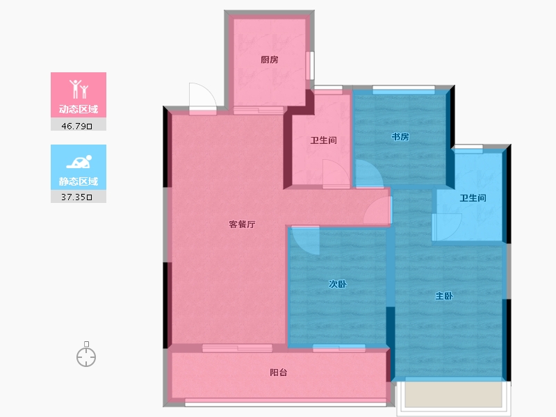 浙江省-杭州市-沁棠云筑(共有产权)-75.14-户型库-动静分区