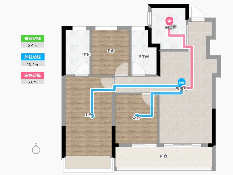 浙江省-杭州市-绿城绿汀春晓轩-88.00-户型库-动静线