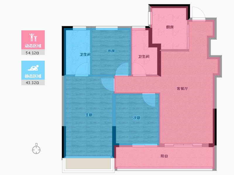 浙江省-杭州市-绿城绿汀春晓轩-88.00-户型库-动静分区