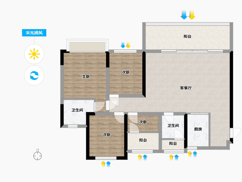 贵州省-遵义市-绿城中央花园-109.00-户型库-采光通风