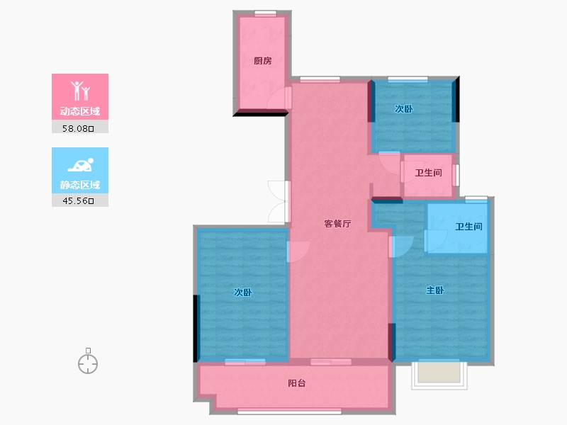 安徽省-宿州市-雲都壹号院-92.80-户型库-动静分区