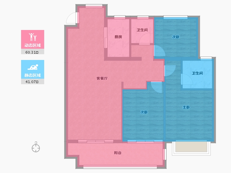 江西省-上饶市-上饶市信州区梨树坞小区-95.87-户型库-动静分区