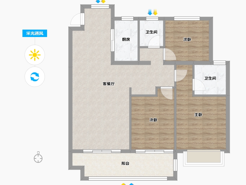 江西省-上饶市-上饶市信州区梨树坞小区-95.87-户型库-采光通风