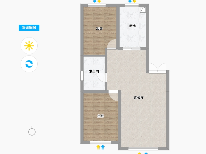 辽宁省-丹东市-凤凰首府A1A205-77.60-户型库-采光通风