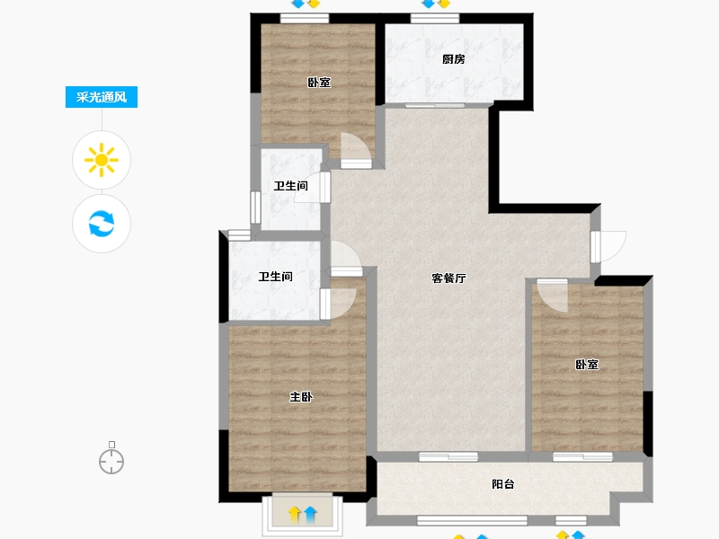 山东省-泰安市-中悦新城-96.45-户型库-采光通风