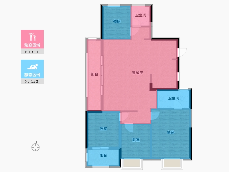 浙江省-杭州市-保利云珹臻悦府-104.44-户型库-动静分区