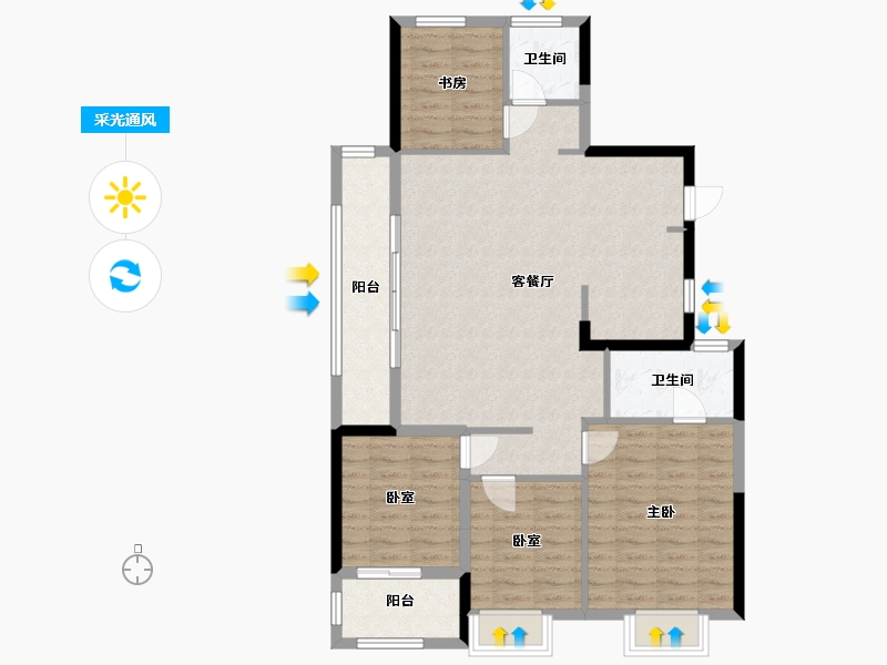 浙江省-杭州市-保利云珹臻悦府-104.44-户型库-采光通风