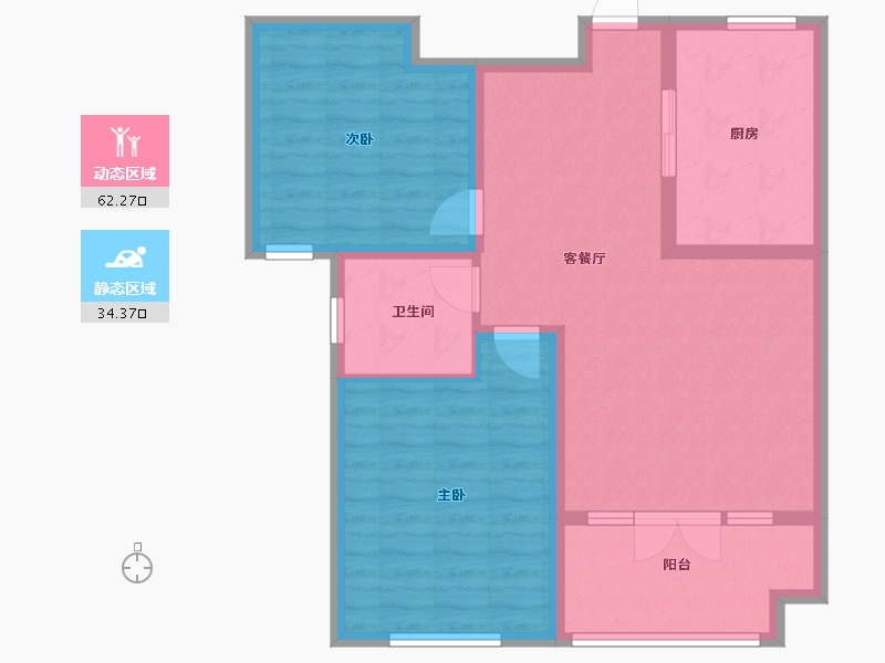 山东省-济宁市-麟鑫苑-86.80-户型库-动静分区