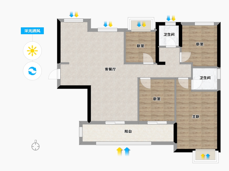 福建省-漳州市-建发璞云-93.96-户型库-采光通风