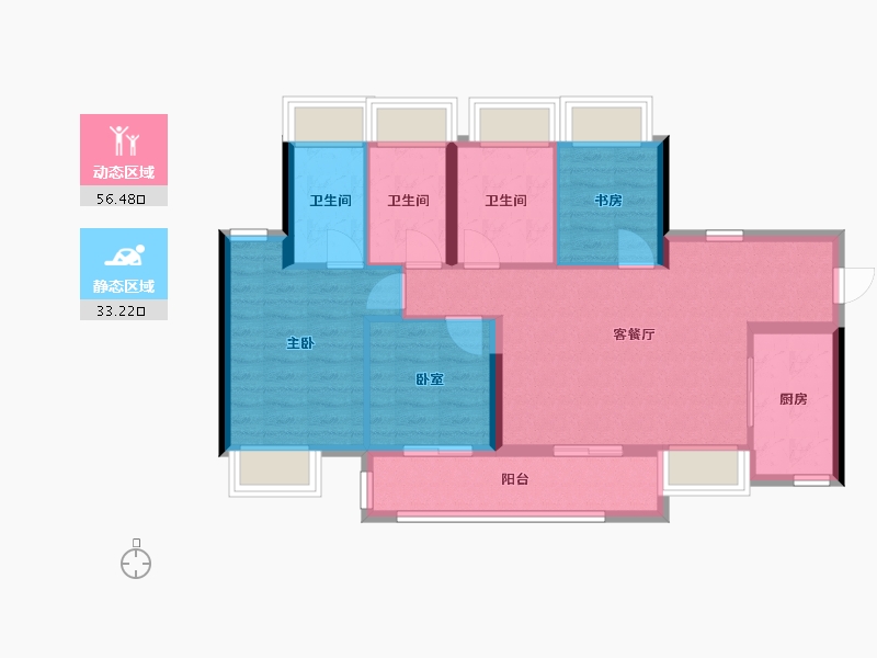 广东省-中山市-万科深业·湾中新城原墅-80.00-户型库-动静分区