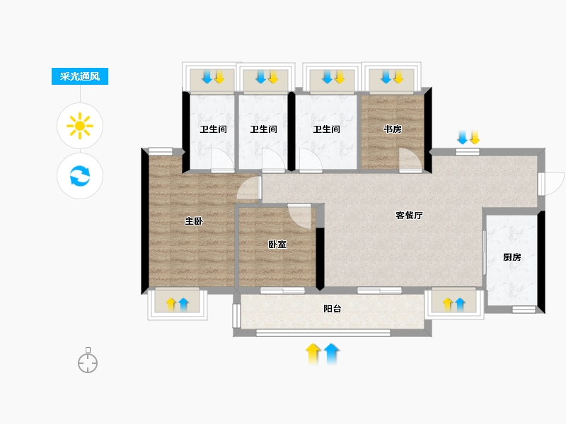 广东省-中山市-万科深业·湾中新城原墅-80.00-户型库-采光通风