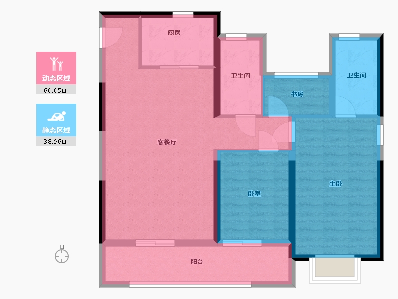 浙江省-温州市-绿城·龙港桂语江南-88.66-户型库-动静分区