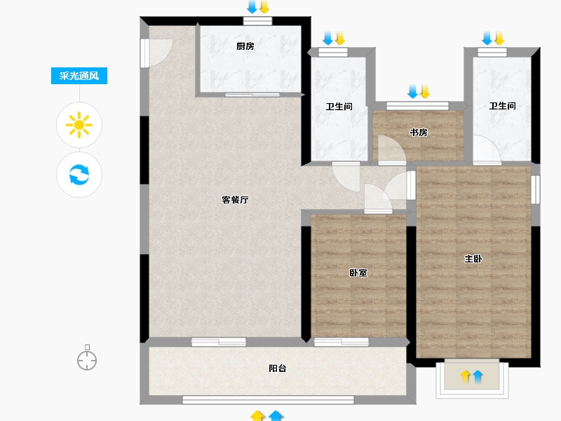 浙江省-温州市-绿城·龙港桂语江南-88.66-户型库-采光通风