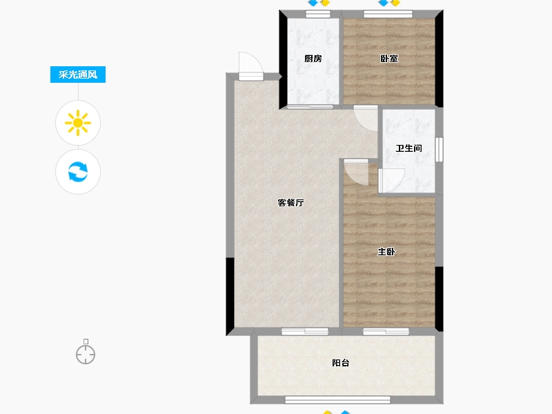 浙江省-宁波市-官山印小区-71.38-户型库-采光通风