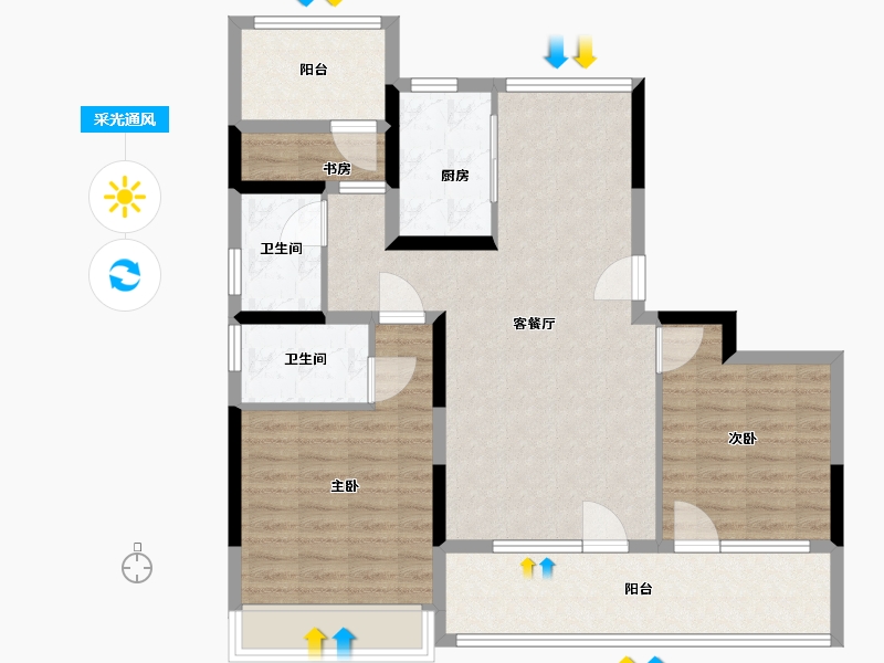 山东省-济宁市-运河春晓-95.68-户型库-采光通风