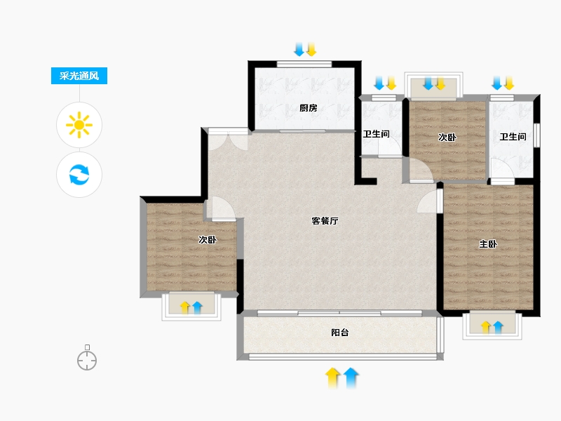 江苏省-南京市-华侨城欢乐时光-112.00-户型库-采光通风