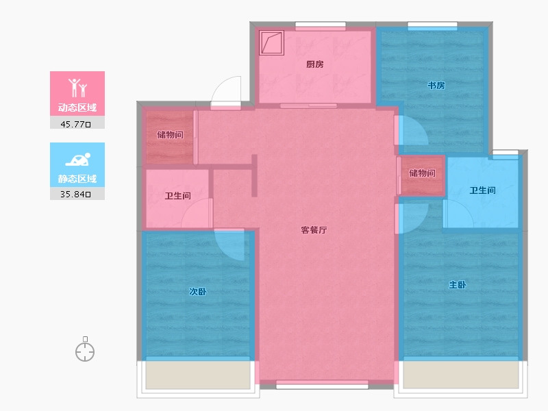 辽宁省-沈阳市-中海玺悦-72.68-户型库-动静分区