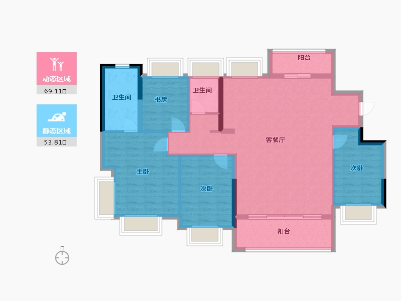 广东省-中山市-万科深业·湾中新城原墅-111.36-户型库-动静分区