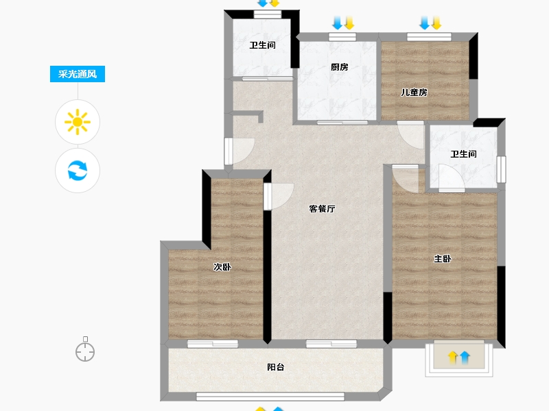 浙江省-绍兴市-鸿熙雅苑-80.00-户型库-采光通风