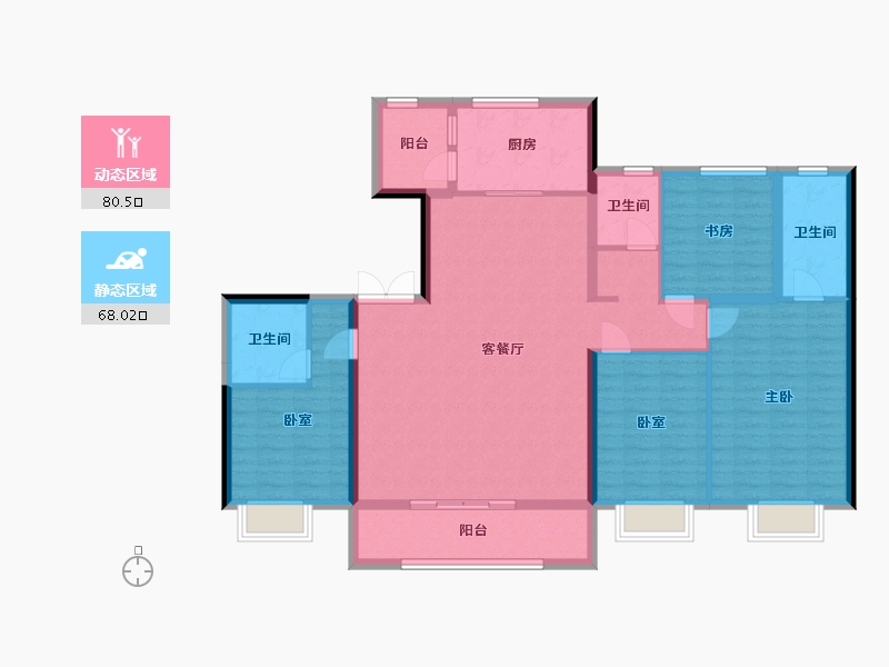 陕西省-西安市-保利·天珺-134.26-户型库-动静分区