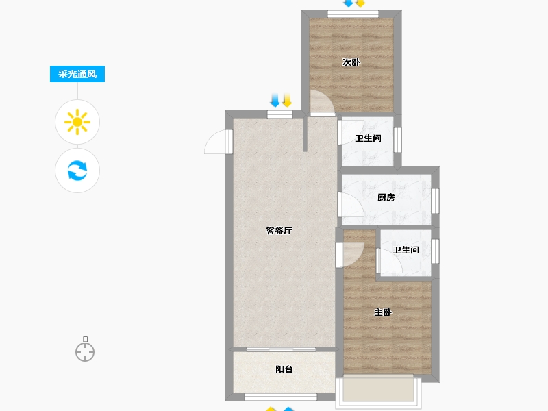 河北省-石家庄市-绿城·悦园-57.05-户型库-采光通风