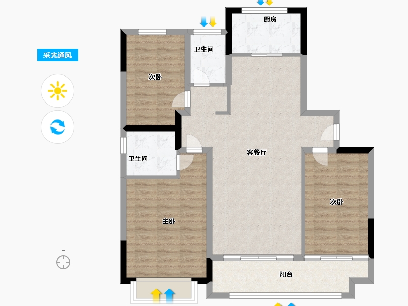 山东省-泰安市-中悦新城-96.21-户型库-采光通风