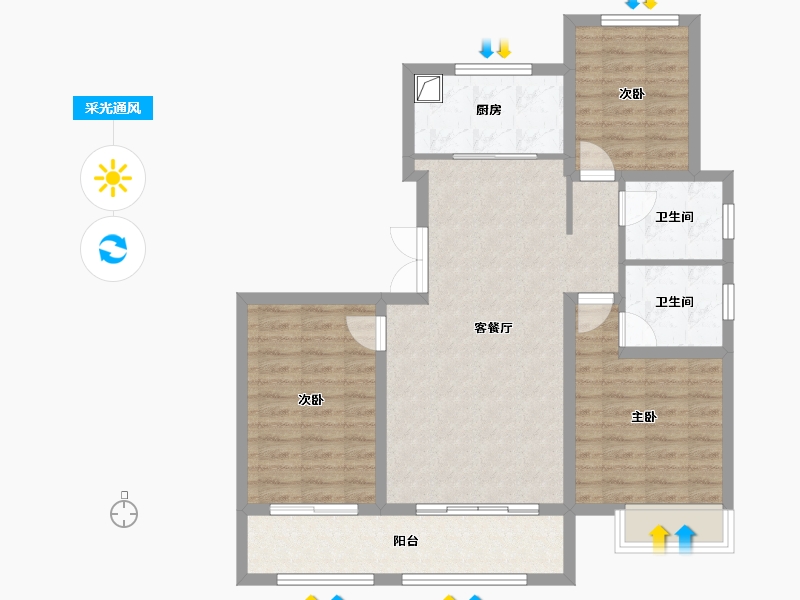 河北省-石家庄市-城发投·云和赋-91.88-户型库-采光通风