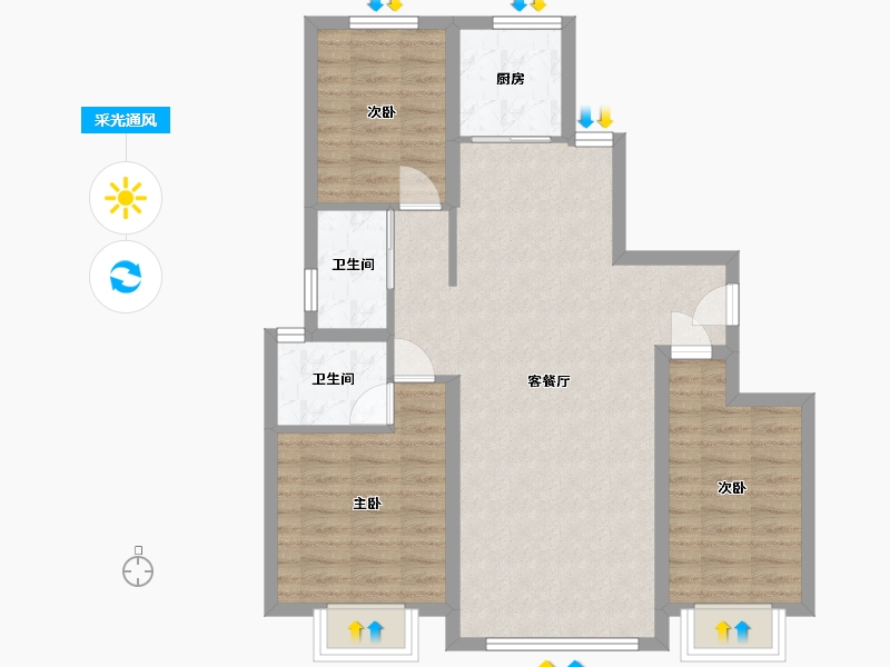 河北省-石家庄市-绿城·悦园-81.22-户型库-采光通风