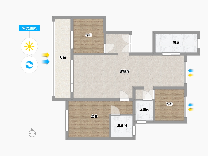 新疆维吾尔自治区-伊犁哈萨克自治州-青河一品-85.60-户型库-采光通风