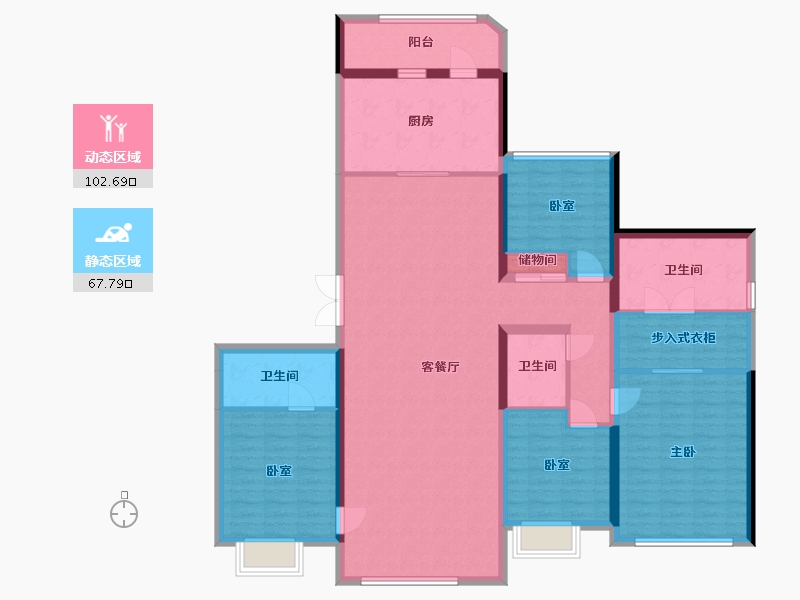 陕西省-西安市-曲江星河湾花园-154.47-户型库-动静分区