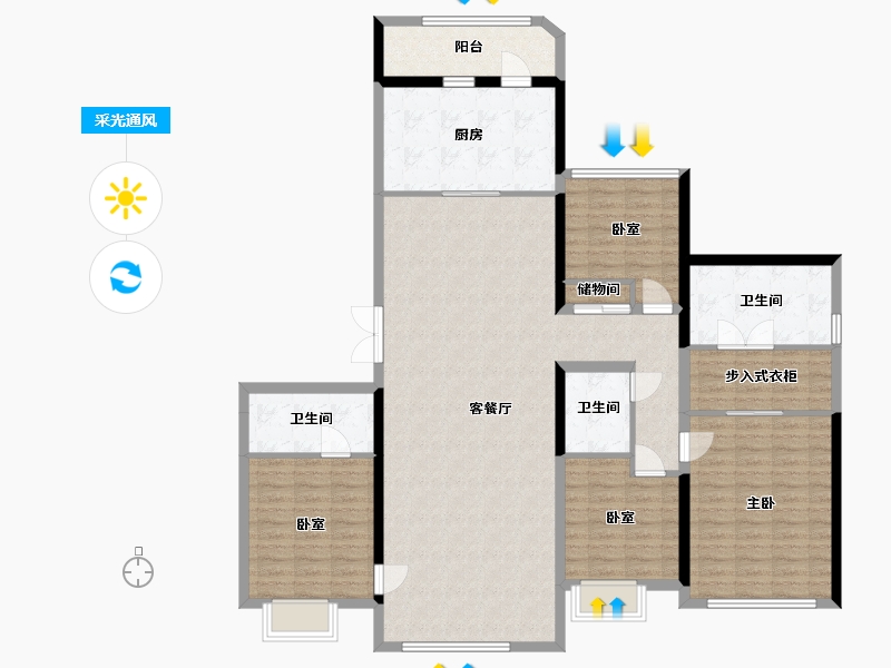 陕西省-西安市-曲江星河湾花园-154.47-户型库-采光通风