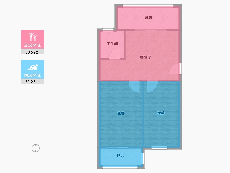 河北省-唐山市-现代花苑-51.20-户型库-动静分区