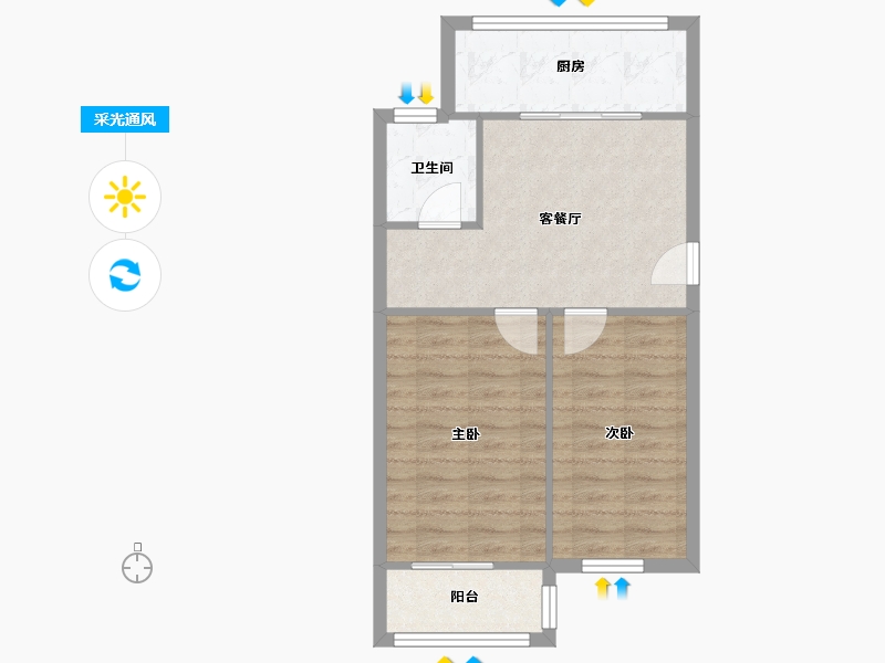 河北省-唐山市-现代花苑-51.20-户型库-采光通风