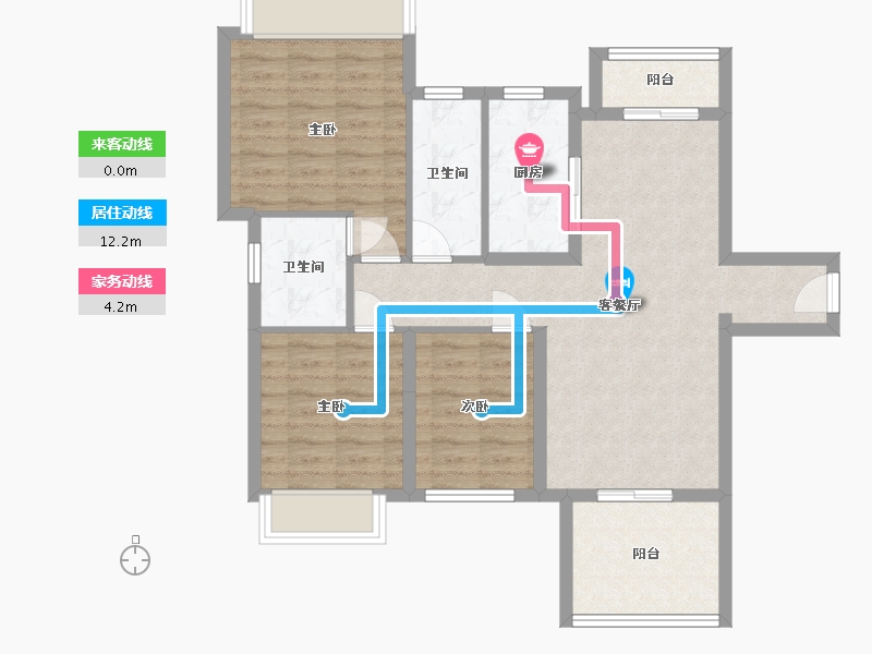 广东省-江门市-汇峰天瑞01户型-85.00-户型库-动静线