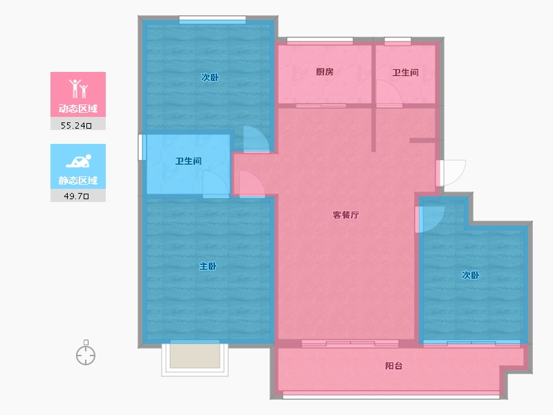 山东省-潍坊市-泰和樾府-95.20-户型库-动静分区